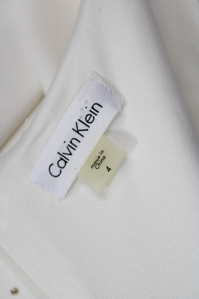 Calvin Klein Womens Jeweled Sleeveless Knee Length Sheath Dress White Size 4