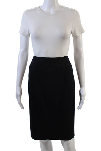Kay Unger Womens Knee Length Pencil Skirt Midnight Blue Wool Size 6