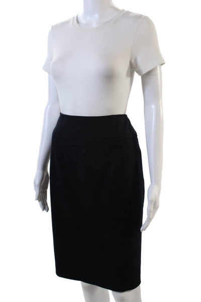 Kay Unger Womens Knee Length Pencil Skirt Midnight Blue Wool Size 6
