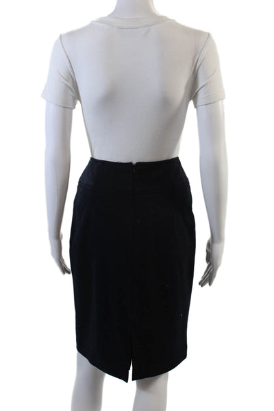 Kay Unger Womens Knee Length Pencil Skirt Midnight Blue Wool Size 6