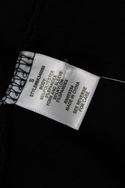 Adrienne Vittadini Womens Lace Long Sleeves Mock Neck Blouse Black Size Small
