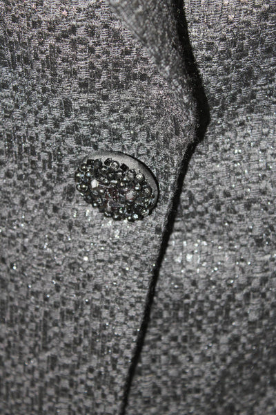 Lafayette 148 New York Womens One Button Notched Lapel Jacket Black Wool Size 4