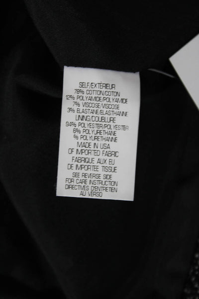 Theory Womens Long Sleeve Front Zip Mock Neck Jacket Black White Cotton Size 0