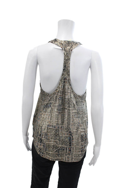 Isabel Marant For H+M Womens Metallic Silk Sleeveless Tank Top Gold Size 4