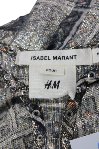 Isabel Marant For H+M Womens Metallic Silk Sleeveless Tank Top Gold Size 4