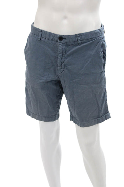 Theory Mens Cotton Zippered Flat Front Pull-On Casual Shorts Blue Size 33