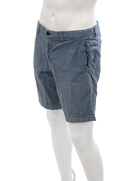 Theory Mens Cotton Zippered Flat Front Pull-On Casual Shorts Blue Size 33