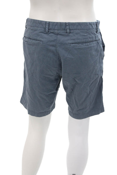 Theory Mens Cotton Zippered Flat Front Pull-On Casual Shorts Blue Size 33