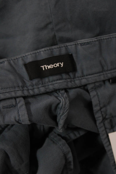 Theory Mens Cotton Zippered Flat Front Pull-On Casual Shorts Blue Size 33