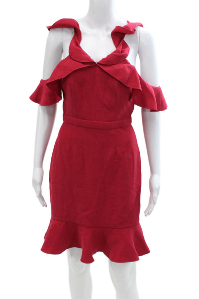 Rachel Zoe Women's V-Neck Sleeveless Ruffle Tiered Mini Dress Red Size 2