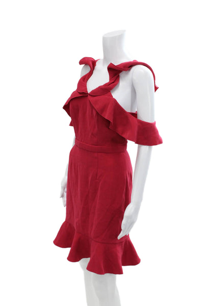 Rachel Zoe Women's V-Neck Sleeveless Ruffle Tiered Mini Dress Red Size 2