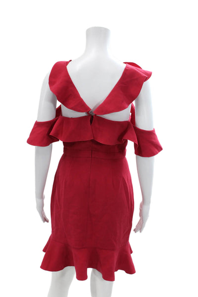 Rachel Zoe Women's V-Neck Sleeveless Ruffle Tiered Mini Dress Red Size 2