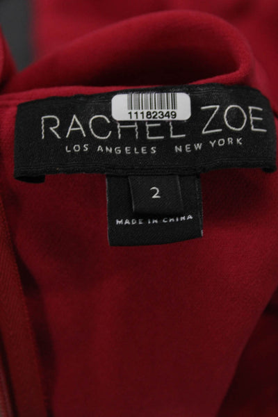 Rachel Zoe Women's V-Neck Sleeveless Ruffle Tiered Mini Dress Red Size 2