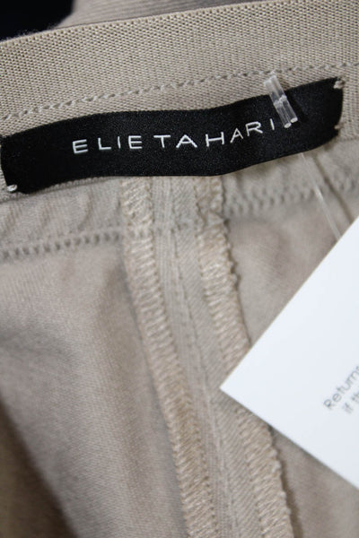 Elie Tahari Women's Pull-On Flat Front Straight Leg Dress Pants Beige Size 2
