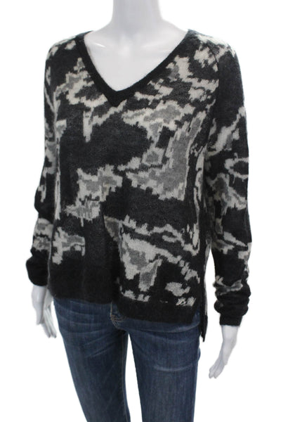 Banjo & Matilda Womens Textured Round Neck Long Sleeve Printed Sweater Black Siz