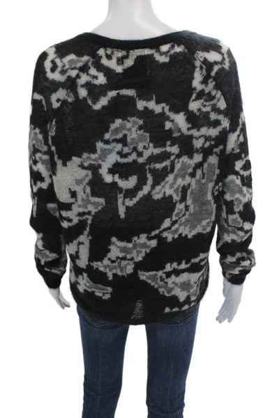 Banjo & Matilda Womens Textured Round Neck Long Sleeve Printed Sweater Black Siz