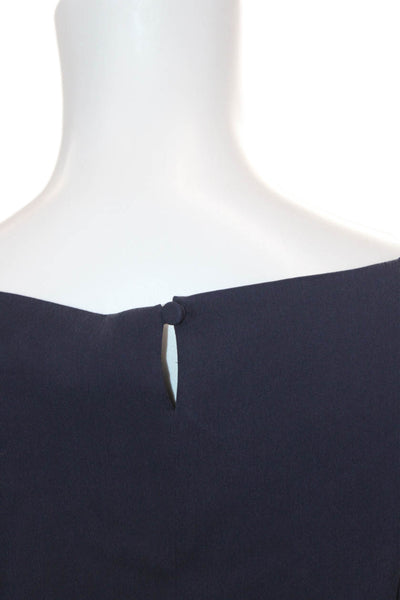 Theory Womens Short Sleeve Round Neck Skater Mini Dress Navy Size S