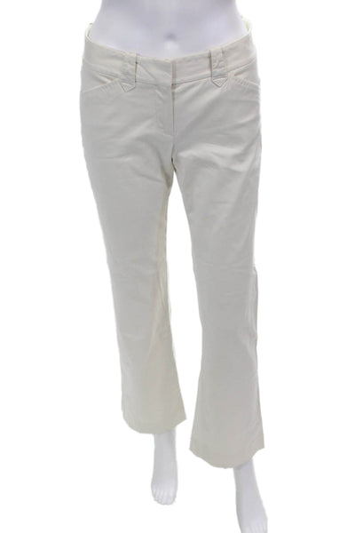 Theory Womens Cotton Two Pocket Mid-Rise Flared Pants Trousers White Size 4