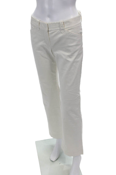 Theory Womens Cotton Two Pocket Mid-Rise Flared Pants Trousers White Size 4