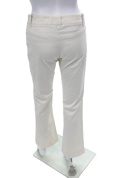 Theory Womens Cotton Two Pocket Mid-Rise Flared Pants Trousers White Size 4