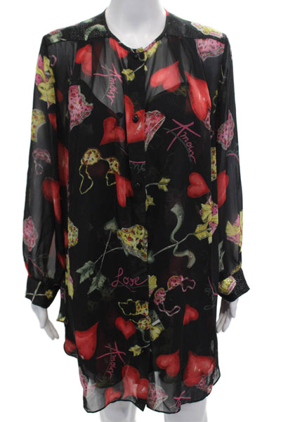 Natori 2 Womens Graphic Print Sleeveless Short Teddy + Robe Set Black Size S