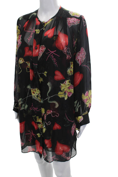 Natori 2 Womens Graphic Print Sleeveless Short Teddy + Robe Set Black Size S