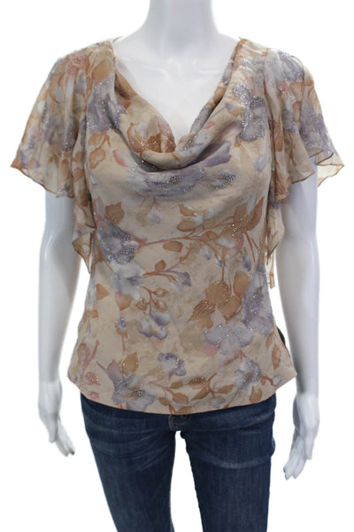 Carmen Marc Valvo Collection Womens Silk Sleeveless Blouse Top Beige Size 4