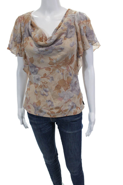 Carmen Marc Valvo Collection Womens Silk Sleeveless Blouse Top Beige Size 4