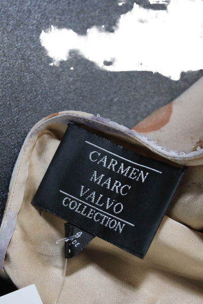 Carmen Marc Valvo Collection Womens Silk Sleeveless Blouse Top Beige Size 4