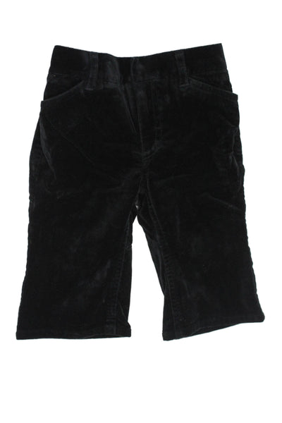 Theory Girls Velvet Cotton Blend Elastic Waist Snap Close Pants Black Size 6-12M