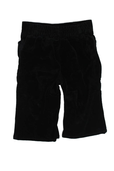 Theory Girls Velvet Cotton Blend Elastic Waist Snap Close Pants Black Size 6-12M