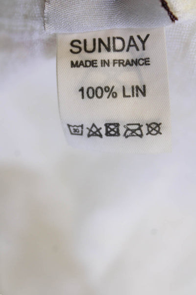 Sunday Womens 3/4 Sleeve Cold Shoulder Scoop Neck Linen Dress White One Size