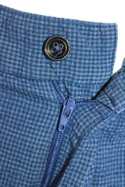 Ted Baker Mens Zipper Fly Straight Leg Plaid Pants Blue Gray Cotton Size 34