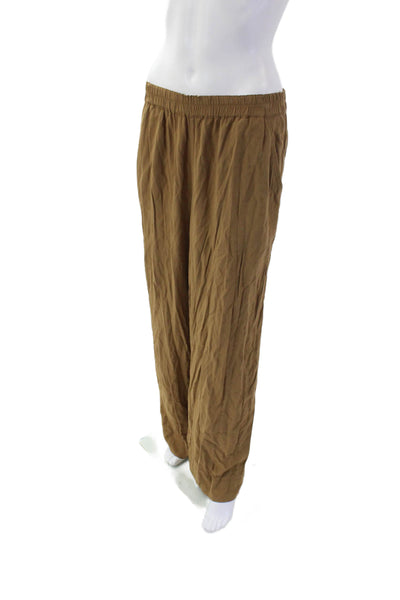 J Wanderson Women's Elastic Waist Pull-On Pockets Wide Leg Pants Brown Size 1