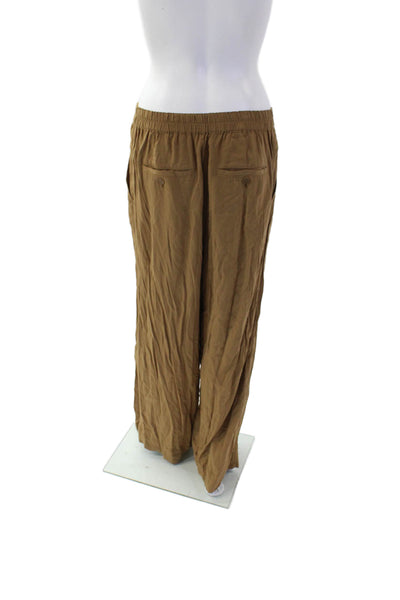 J Wanderson Women's Elastic Waist Pull-On Pockets Wide Leg Pants Brown Size 1