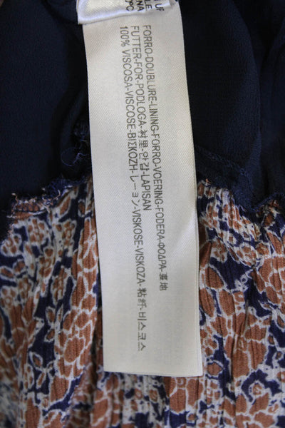 Massimo Dutti Womens Floral Print Long Sleeve Scoop Neck Blouse Orange Size 4