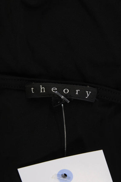 Theory Womens Sleeveless V-Neck Ruched Tank Top Blouse Black Size PP