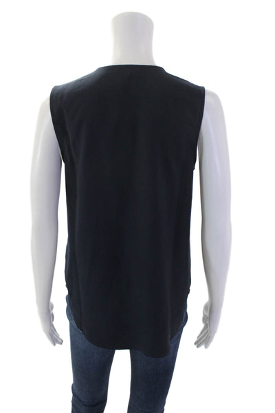 J Crew Womens Ruffled Sleeveless V-Neck Pullover Blouse Top Blue Size XS