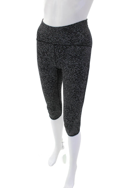 Lululemon Womens Activewear Spotted Print Capri Leggings Black Size 4