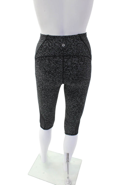 Lululemon Womens Activewear Spotted Print Capri Leggings Black Size 4