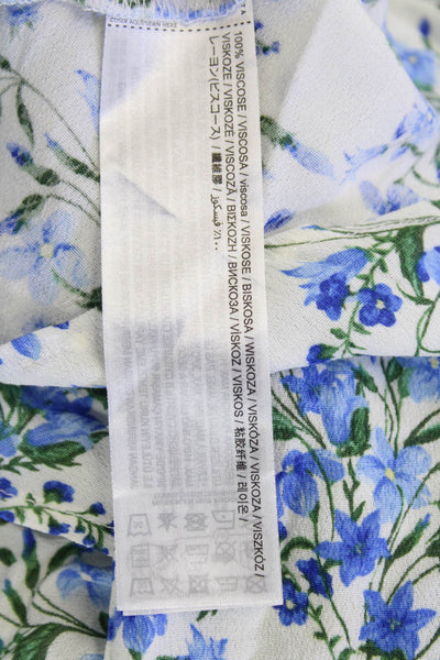 MNG Womens Floral Print Stretch A-Line Casual Midi Skirt White S/M