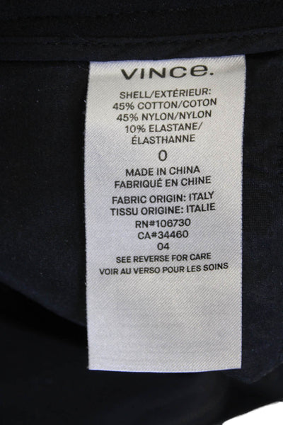 Vince Womens Cotton Tailored Slim Fit Straight Leg Zip Fly Pants Black Size 0