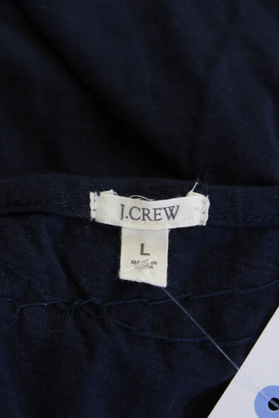 J Crew Womens Cotton Sleeveless Round Neck Sequence Tank Top Navy Size L