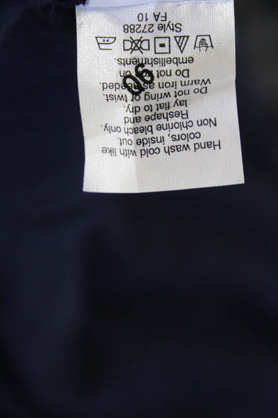 J Crew Womens Cotton Sleeveless Round Neck Sequence Tank Top Navy Size L