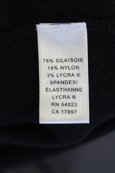 Banana Republic Womens Sleeveless V-neck Ruffle Knit Tank Blouse Black Size L