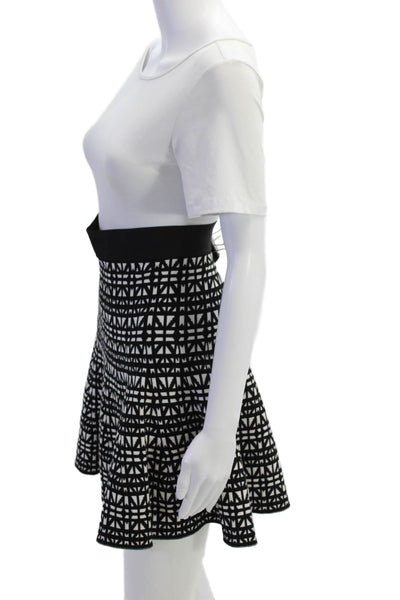 Comptoir Des Cotonniers Womens Geometric Print A Line Skirt White Black Size XS