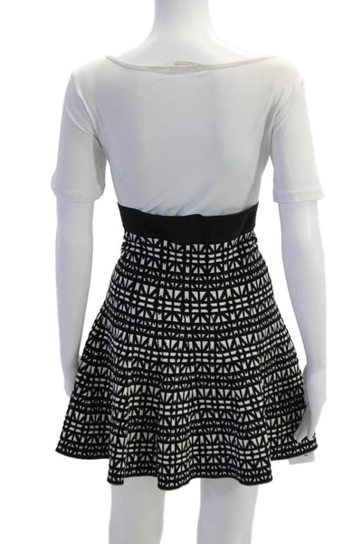 Comptoir Des Cotonniers Womens Geometric Print A Line Skirt White Black Size XS