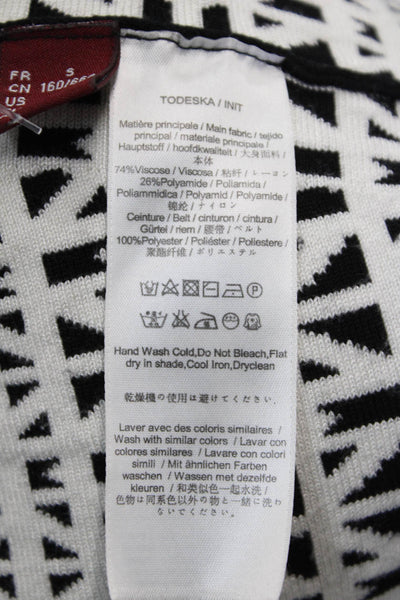 Comptoir Des Cotonniers Womens Geometric Print A Line Skirt White Black Size XS