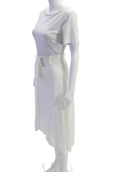 ALC Womens Belted Asymmetric Midi Handkerchief Skirt White Size 2