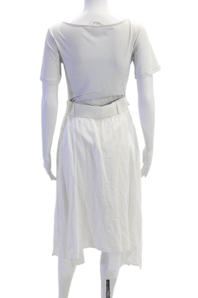 ALC Womens Belted Asymmetric Midi Handkerchief Skirt White Size 2